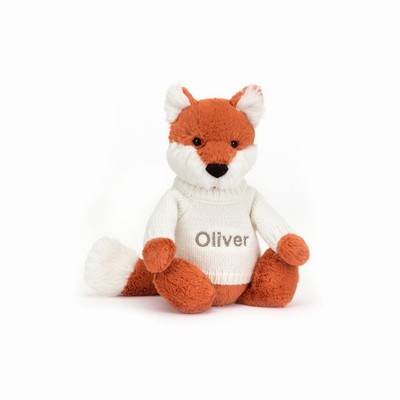 Jellycat Bashful Fox Cub with Cream Jumper UK | 23908JPAI